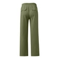 thumbnail image 6 of IDALL Linen Pants Women Wide Leg Pants Woman Women Cotton Summer Wide Leg Casual Loose Drawstring High Waist Palazzo Pants Trousers With Pockets Lounge Pants Women Summer Pants Army Green L, 6 of 6