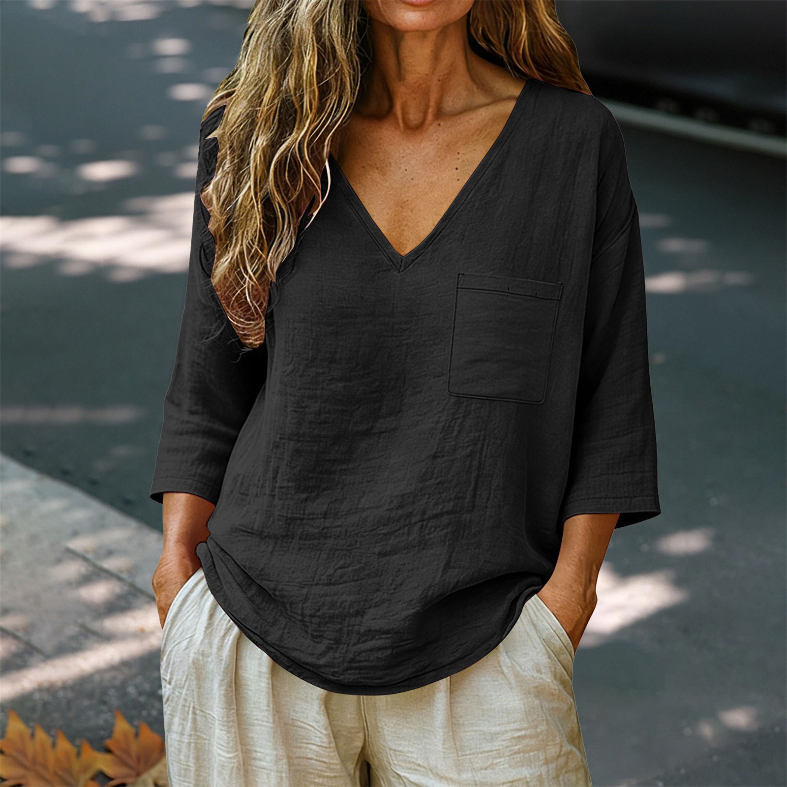 Cotton Linen Tops Long Sleeve Plus Size Gauze Shirts Linen Clothes Boho Linen Tops Linen Shirts for Women Loose Clothes Linen Tunic Tops Summer Tops Summer Linen Tops V Neck