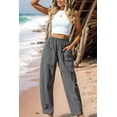 thumbnail image 3 of Women Summer Beach Vacation Pants High Waisted Wide Leg Pants Printed Loose Flowy Casual Palazzo Lounge Trousers Grey L, 3 of 5