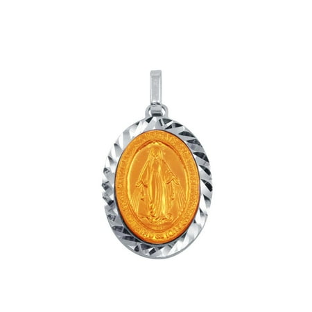 - Sterling Silver Two-Toned Virgin Mary Medallion Pendant