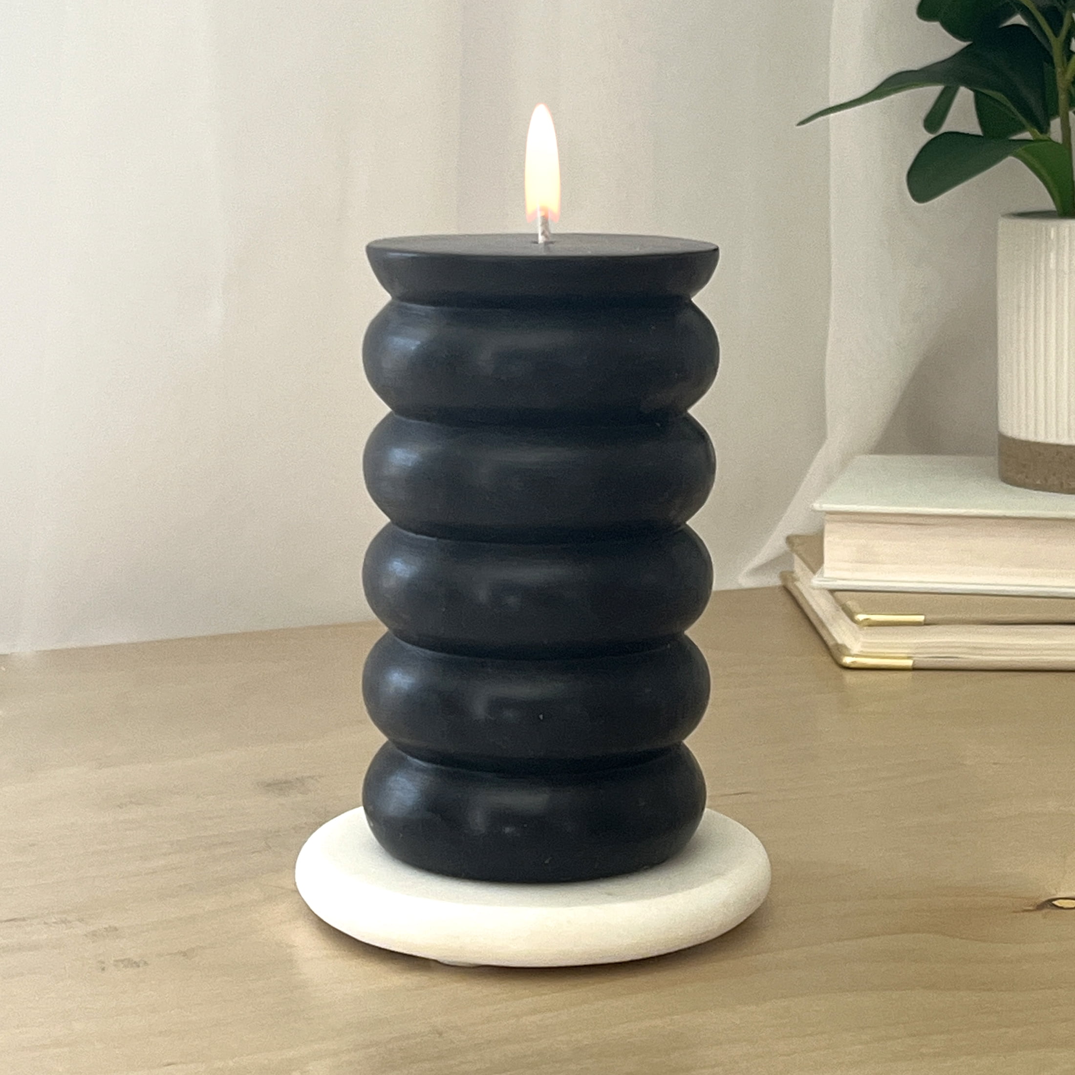 Mainstays Single Wick Bubble Pillar Candle, 3 in x 5 in, Unscented, Black
