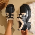 thumbnail image 5 of EKVAHL Women’s Round Toe Double‑Buckle Platform Loafers, Warm Lined Chunky Lug Sole Mary Jane Shoes, Non‑Slip Fall Winter Dating Office Daily Fashion Footwear, 5 of 6