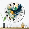 thumbnail image 1 of Designart "Azure, Teal, and Gold Brush IV" Fractals Oversized Wall Clock, 1 of 6
