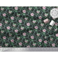 thumbnail image 3 of Soimoi Tissu en Coton Cambric Design Quatrefoil, Feuilles & Roses Imprimé Floral 1 Yard 56 Pouces de Large, 3 of 3