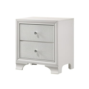 Linon Two Drawer Geo Texture Nightstand in White - Walmart.com