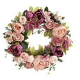 thumbnail image 2 of Peony Wreath Garland Hanging Greenery Leaves Realistic Cloth Material for Outdoor Garden Summer Festival, 2 of 9