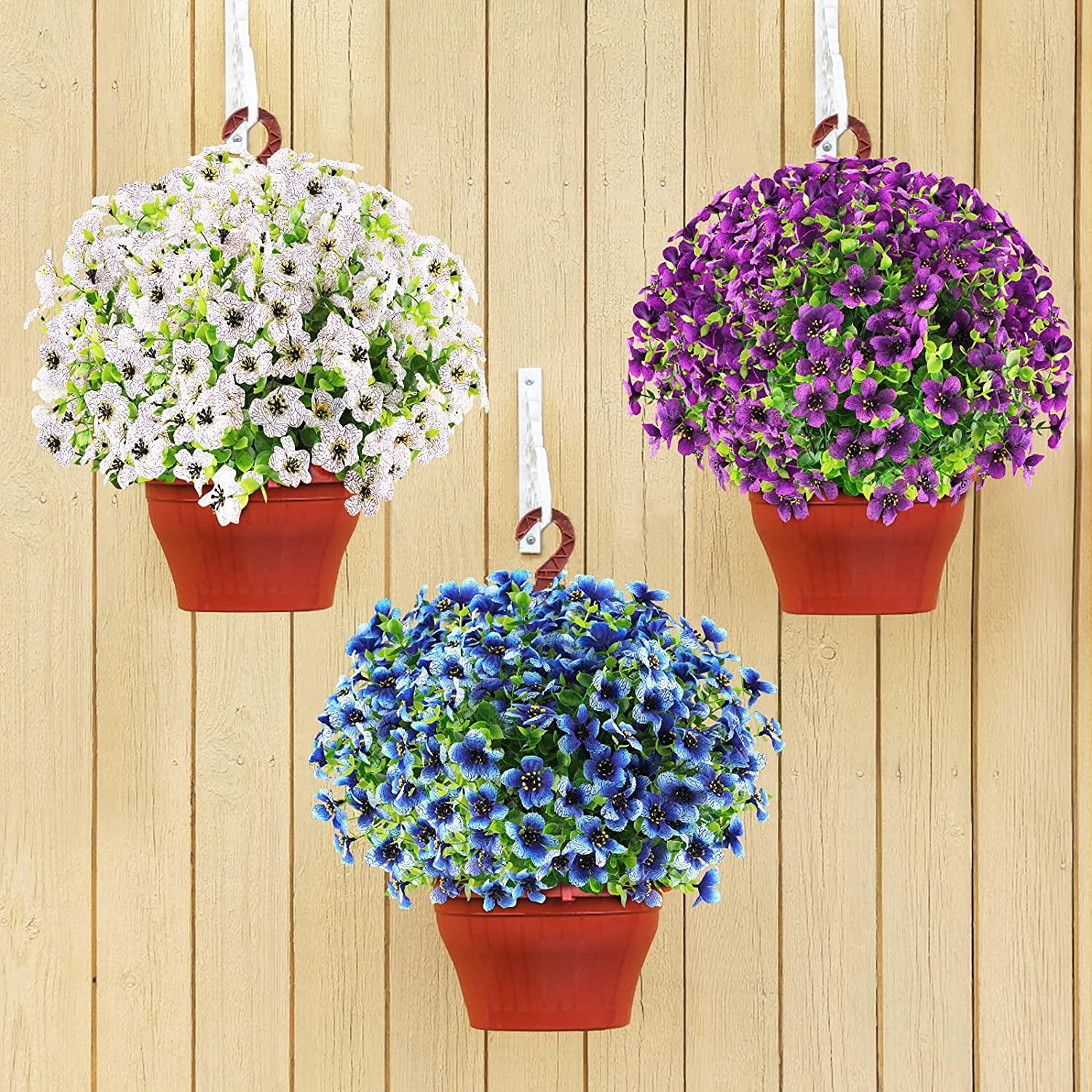 Sinhoon 6 Bundles Artificial Flowers UV Resistant Outdoor Flowers Garden Window Box Porch Home Decor (Purple)