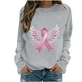 thumbnail image 3 of Craaazy Sweatshirts For Women Breast Cancer Awareness Sweatshirts Ribbon Print Casual Long Sleeve Shirts Gifts For Women, 3 of 4