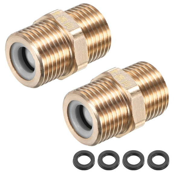 Uxcell 2-Pack Brass Check Valve, 1/2" Male to 1/2" Male Thread One Way Non-Return Backflow Preventer Valve [Gold]