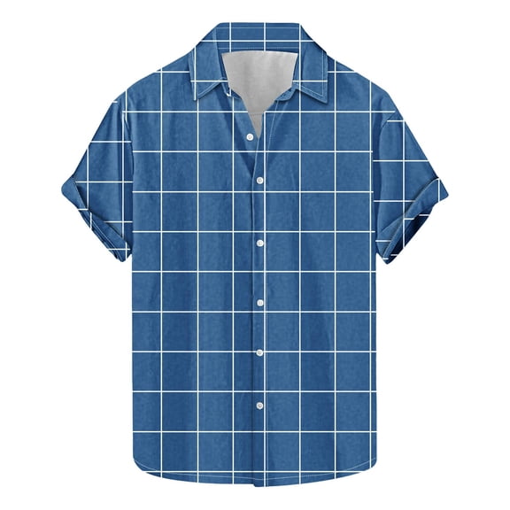 SCSAlgin Mens Plaid Short Sleeve Button Down Shirts Regular Fit Casual Gingham Shirts