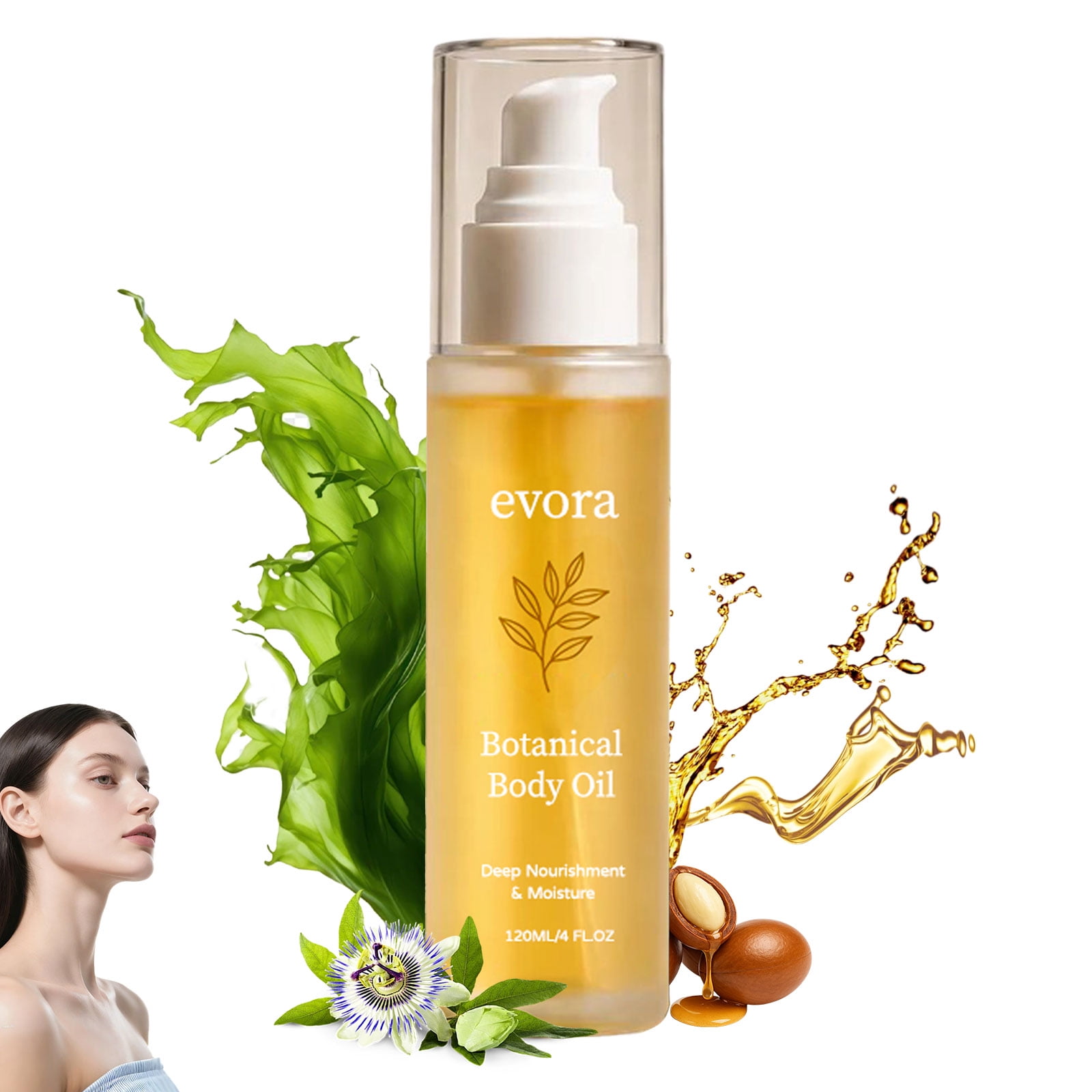 Evora Botanical Body Oil – Lightweight Firming Oil with Wakame Algae, Brazil Nut & Passionflower, Fast-Absorbing for Smoother Skin, 4 fl oz