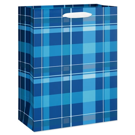 American Greetings 12.75" Large Blue Plaid Father's Day Gift Bag (1-Count)