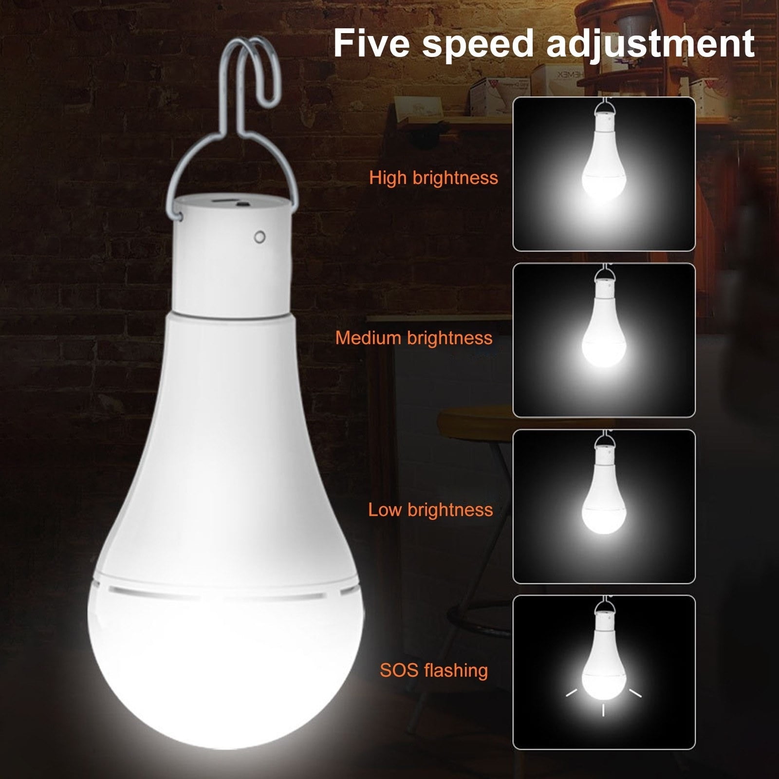 Hxlamzoo 7W Solar Light Bulb 1800mAh Portable Solar Emergency Bulb Waterproof 3 Lighting Modes USB Rechargeable Solar Power Bulb for Power Outage Failure,Camping,Hiking,Outdoor