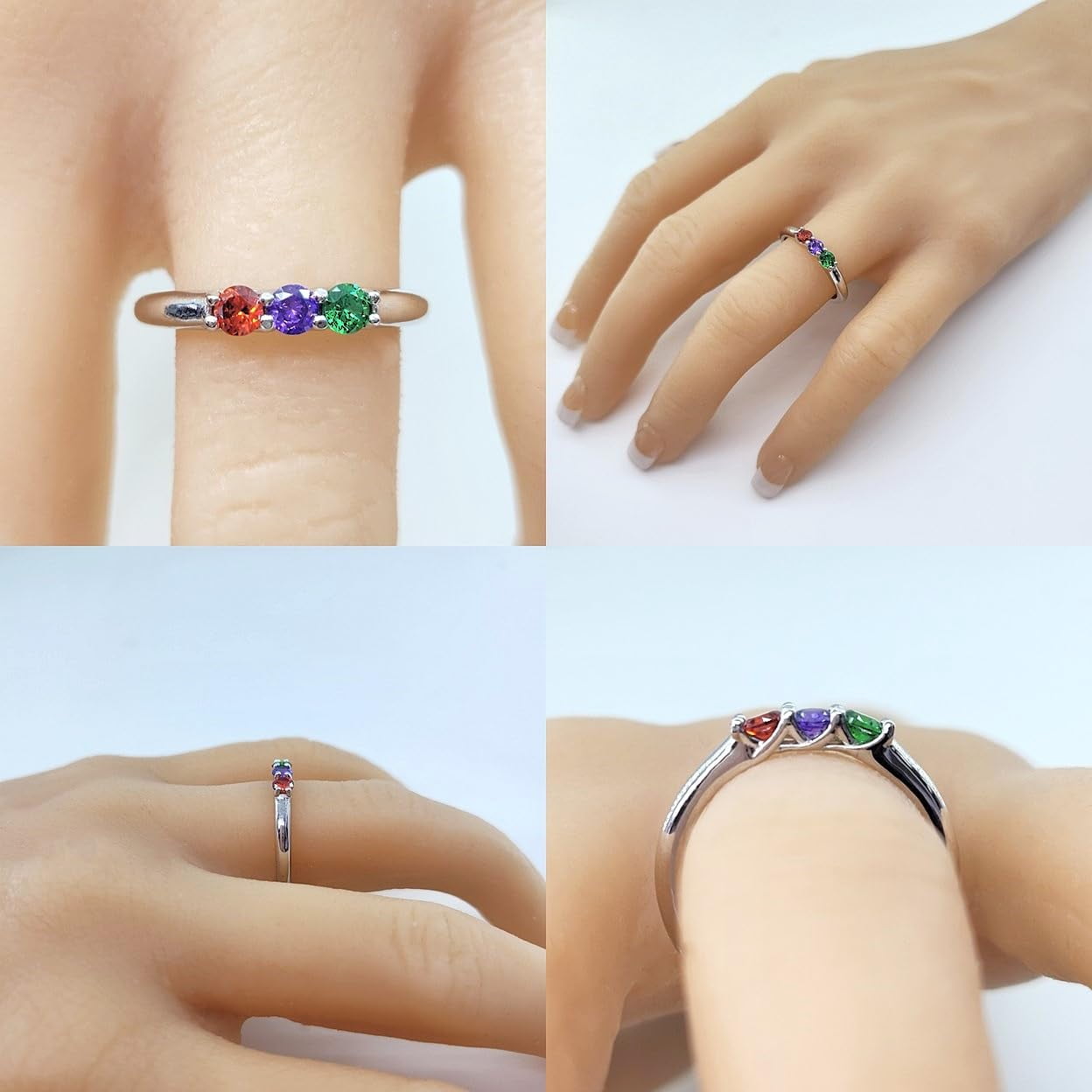 Nana Lucita Mothers 1-6 Simulated 10k Rose Gold Birthstone Rings for Women - Size 4, Stone 5