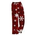 thumbnail image 5 of Women's Christmas Snowflakes and Trees Print Plush Pajama Pants, Soft and Comfortable Home Wear Trousers for Winter, Casual Sleepwear with Elastic Waist,Red,XS, 5 of 7