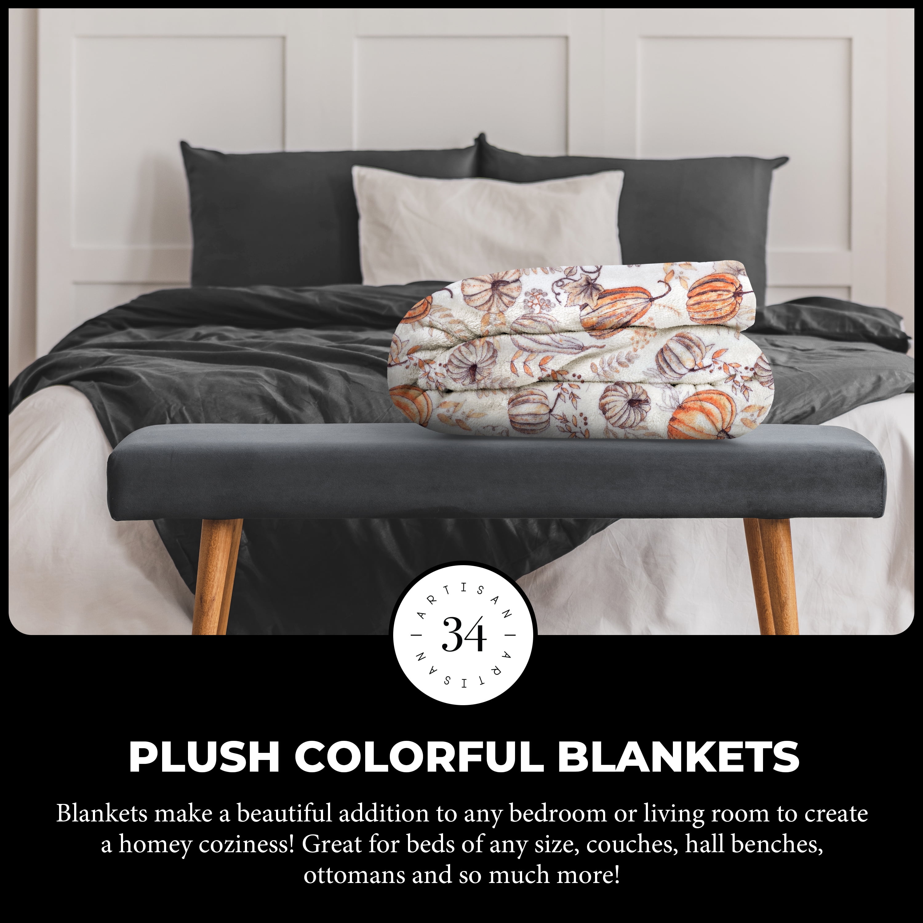 Artisan 34 Halloween and Harvest Oversized Velvet Plush Throw