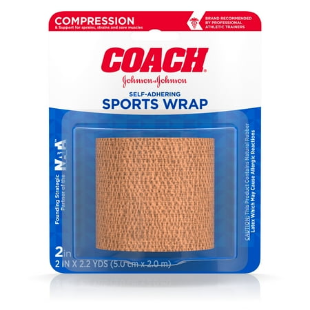 Johnson & Johnson Coach Self-Adhering Elastic Wrap, 2 in x 2.2 yd (Pack of 2)