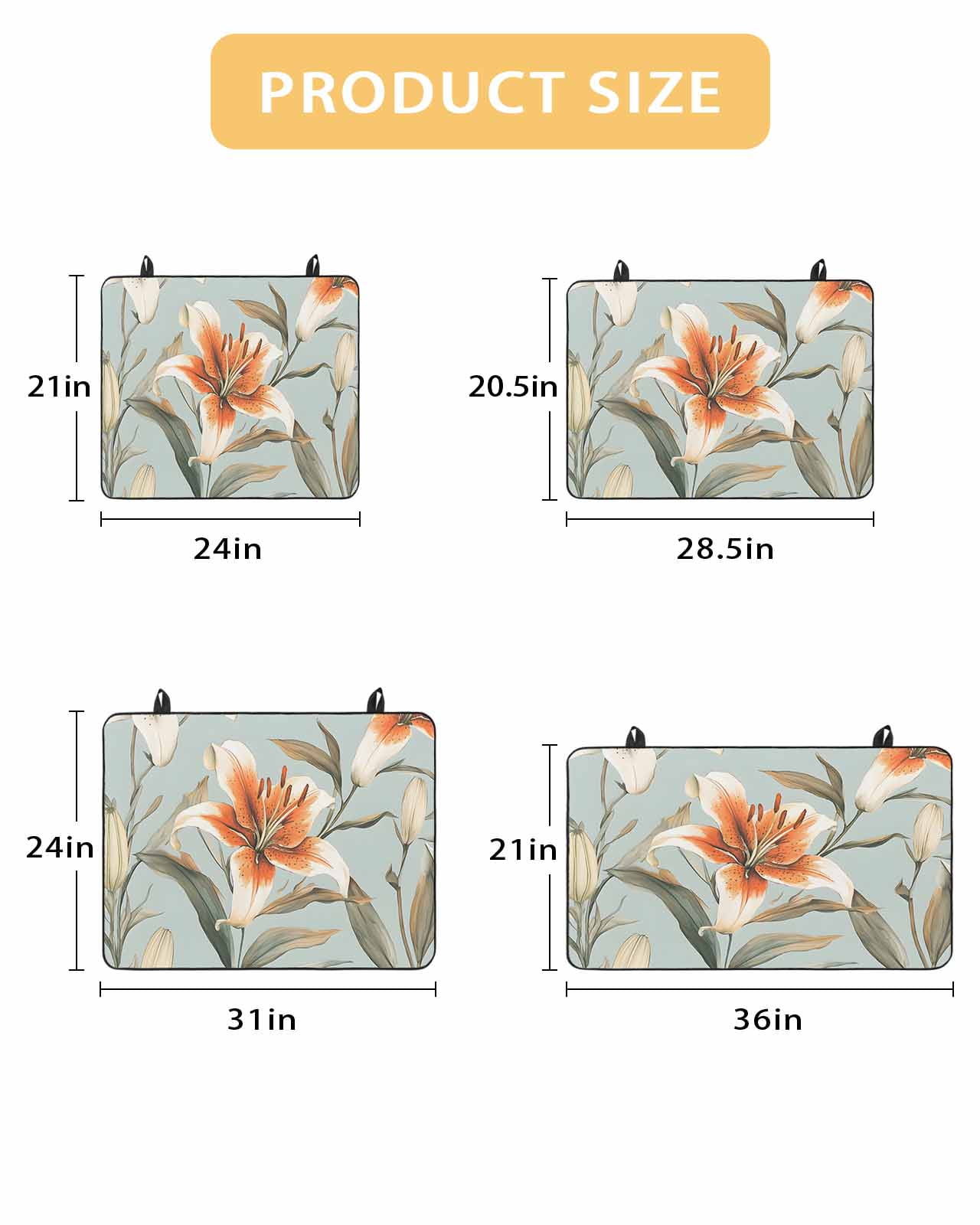 nqOlkjepod Large Induction Cooktop Protector Mat 36"x21", Lily Flower Stove Top Covers for Electric Stove, Watercolor Country Blooms Spring Botanical Art Stove Burner Cover Mats Stove Cover
