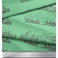 thumbnail image 2 of Soimoi Green Rayon Fabric Different City Monuments Architectural Fabric Prints By Yard 42 Inch Wide, 2 of 3