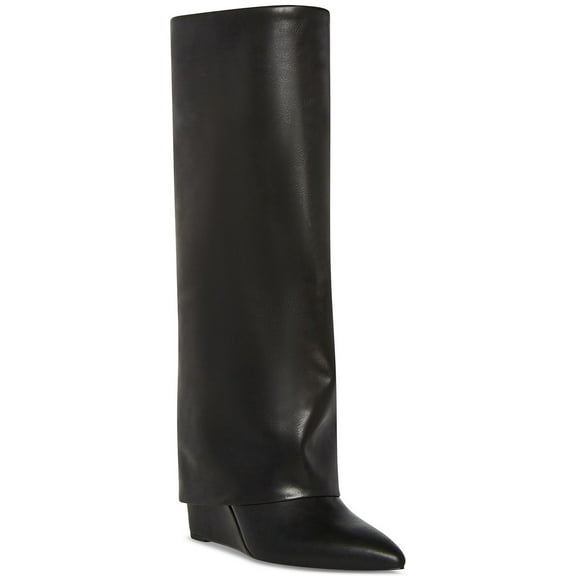Madden Girl Womens Evannder Faux Leather Knee-Length Wedge Boots