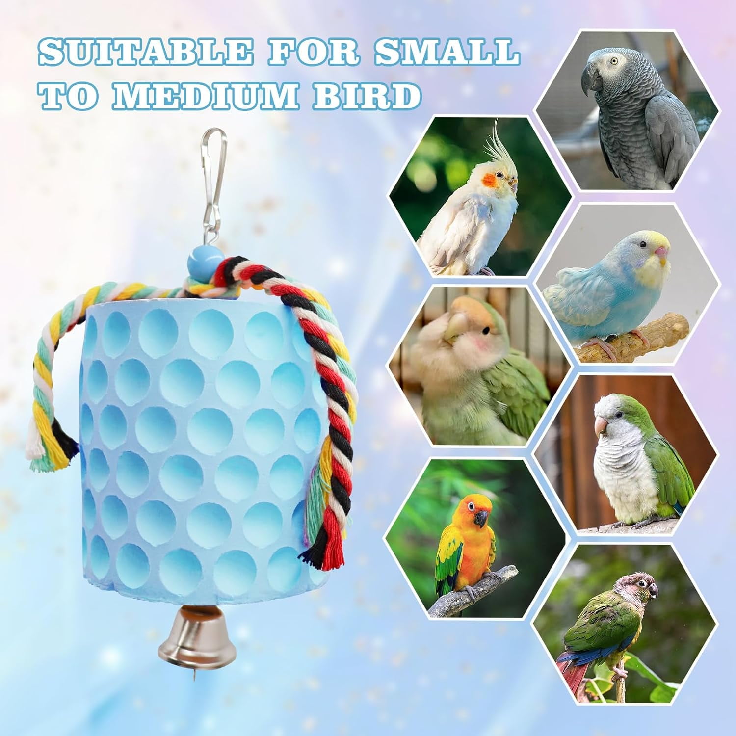 Bird Beak Grinding Stone, Parrot Chew Toys with Bells, Bird Toys, Cage Accessories for Parrots