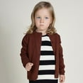 thumbnail image 5 of Crewneck Cardigan Girls Long Sleeve Children Button Down Uniform Sweaters for Little Girls 3-8Y, Brown, 5 of 8