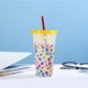thumbnail image 4 of Vasos TRIEIY con tapa y pajita, vaso creativo de agua, vaso de plástico PP con pajita, vaso transparente de plástico con pajita, 710 ml, vaso de plástico sensible al frío, D, vasos que cambian de, 4 of 5
