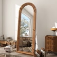 thumbnail image 5 of BEAUTYPEAK 71"x30" Arched Full Length Mirror with Stand Solid Wooden Framed Floor Mirror Full Body Mirror,Brown, 5 of 8