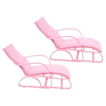 BESTYASH 2 Pcs Miniature Beach Chairs for Dolls, 6.68 Inch Plastic Lounge Furniture, Beach Accessories for Crafts, Suitable for 11.5 Inch Dolls, Pink