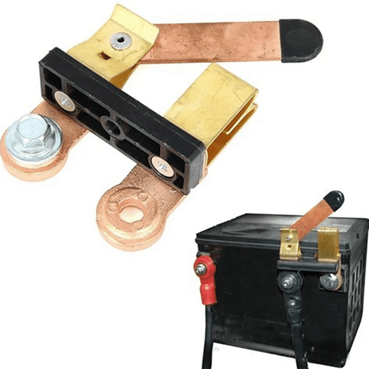 2X Side Post Knife Blade Switch 12V / 24V Battery Disconnect Switch Isolator for Marine Car Boat RV ATV (with Long Bolt)