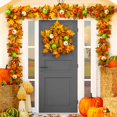 thumbnail image 2 of Thanksgiving Fall Wreath for Front Door, 20 Inch Autumn Wreath Decoration with Pumpkin, Maple Leaves and Pine Cone for Indoor Outdoor Wall Window Home Decor, 2 of 9