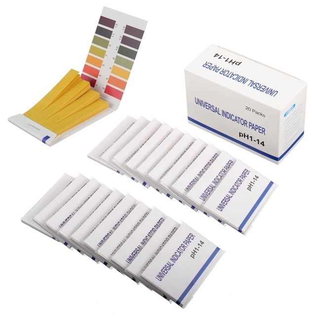 Paquete de 20 tiras de papel de prueba de 1600 pH 1-14, papel de prueba extenso, papel tornasol, prueba de pH para saliva, agua, suelo, alimentos y dietas para mascotas, monitoreo de pH