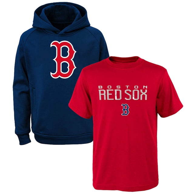 MLB Jeunesse 8-20 Polyester Performance Logo Primaire Chandail Molletonné à Capuchon et T-Shirt Ensemble de 2 (18-20, Boston Red Sox)