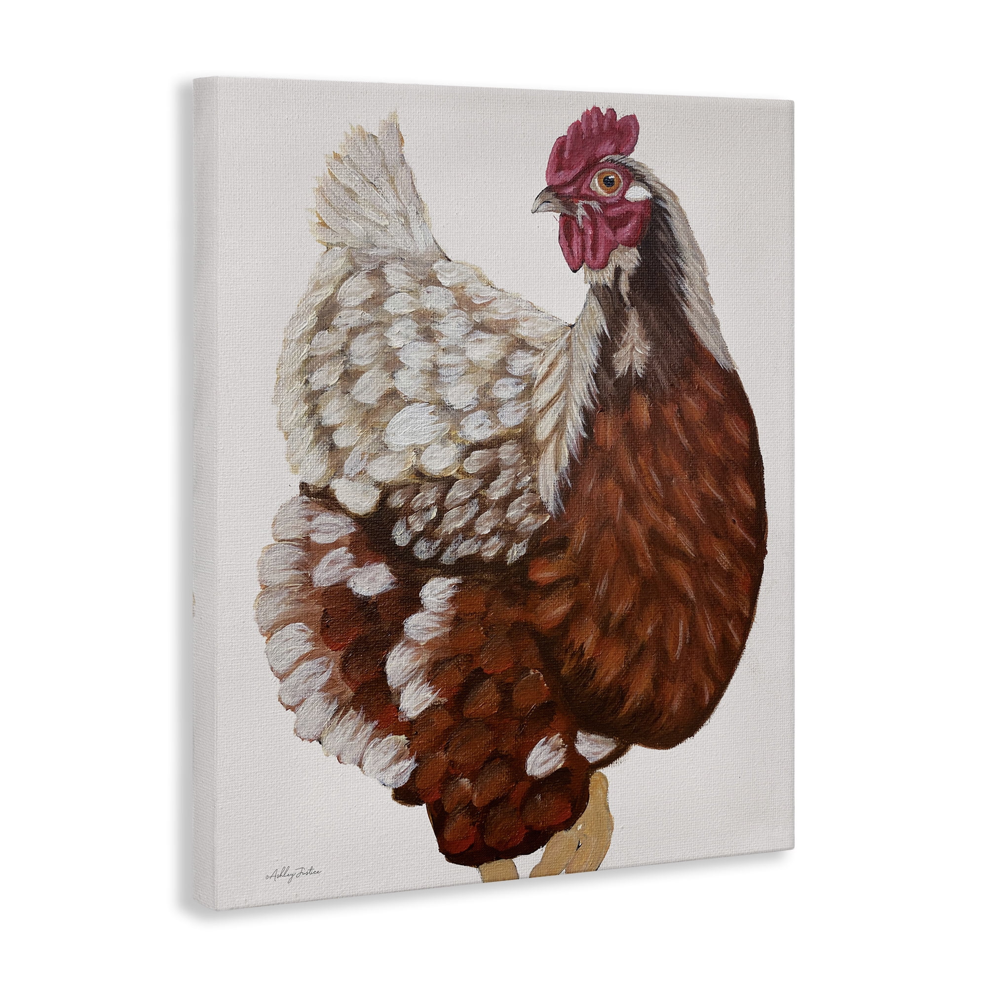 Stupell Industries Traditional Chicken Portrait Animals & Insects Painting Gallery Wrapped Canvas Art Print Wall Art, 30 x 40