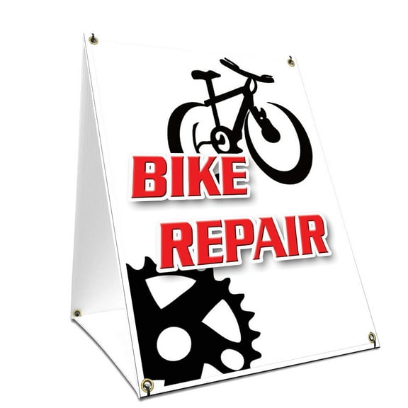 A-frame Sidewalk Bike Shop Sign With Graphics On Each Side | 24" X 36" Print Size