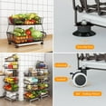 thumbnail image 3 of Fruit Vegetable Storage Basket for Kitchen - 6 tier Stackable Metal Wire Baskets Cart with Rolling Wheels Utility Fruits Rack Produce Snack Organizer Bins for Pantry Bathroom Laundry Bronze, 3 of 13