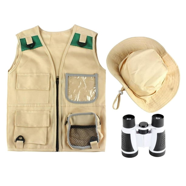 Kids Explorer kits Binoculars Cargo Vest and Hat for Park Ranger Pretend  Play 