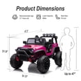 thumbnail image 5 of Hikiddo 24V 9Ah Ride on Toy for Big Kids, 4WD 2-Seater Kids Electric Car Truck w/ Remote, 4x200W Motor - Rose Pink, 5 of 9