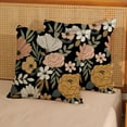 thumbnail image 2 of Boho Floral Pillow Covers 20x20 Set of 2, Vintage Flowers Summer Spring Throw Pillows Rustic Modern Farmhouse Decorative Black Pillowcase Linen Bohemian Outdoor Cushion Case for Sofa Home Decor, 2 of 6