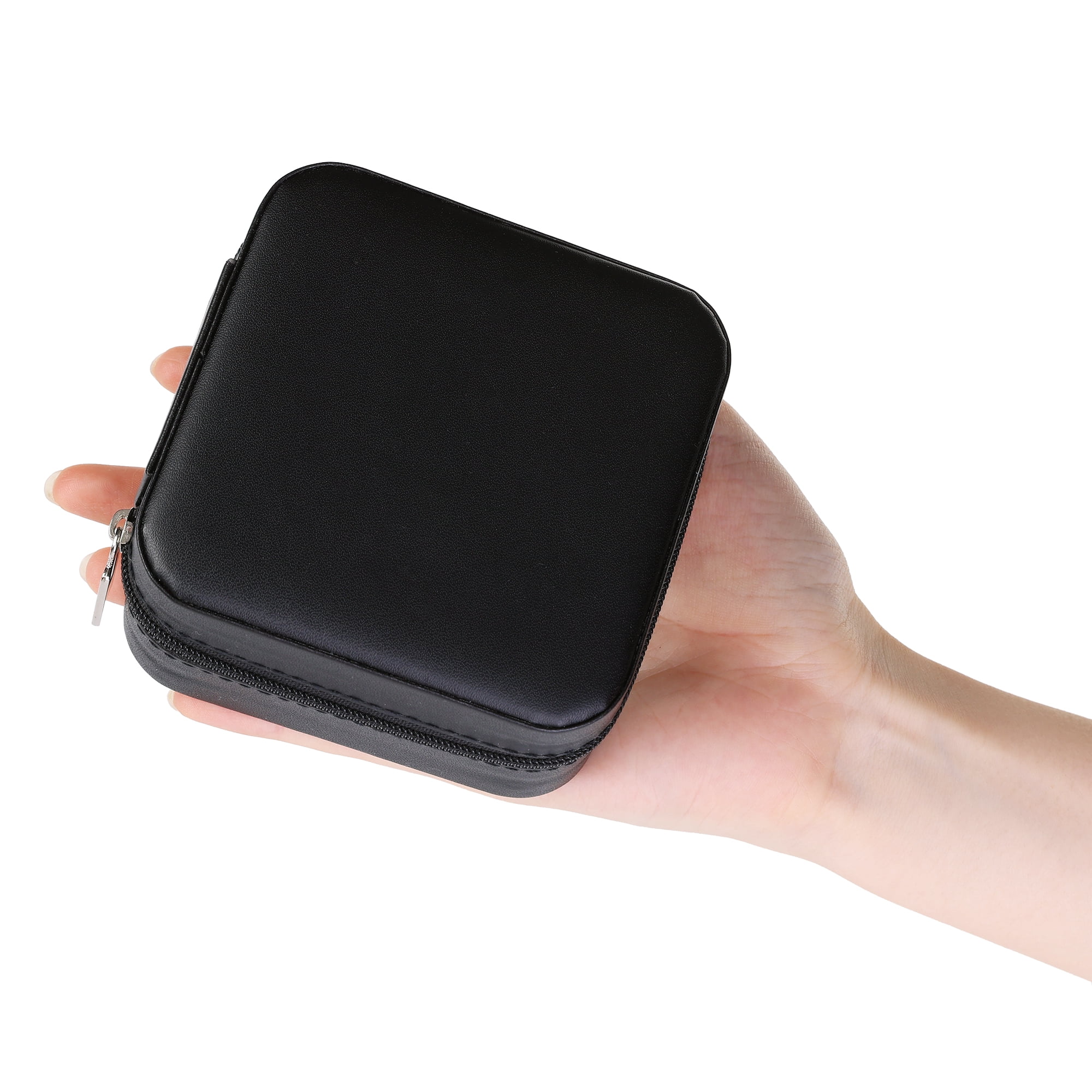 Unique Bargains Jewelry Box Small PU Leather Jewelry Organizer Case Storage Display Holder Black