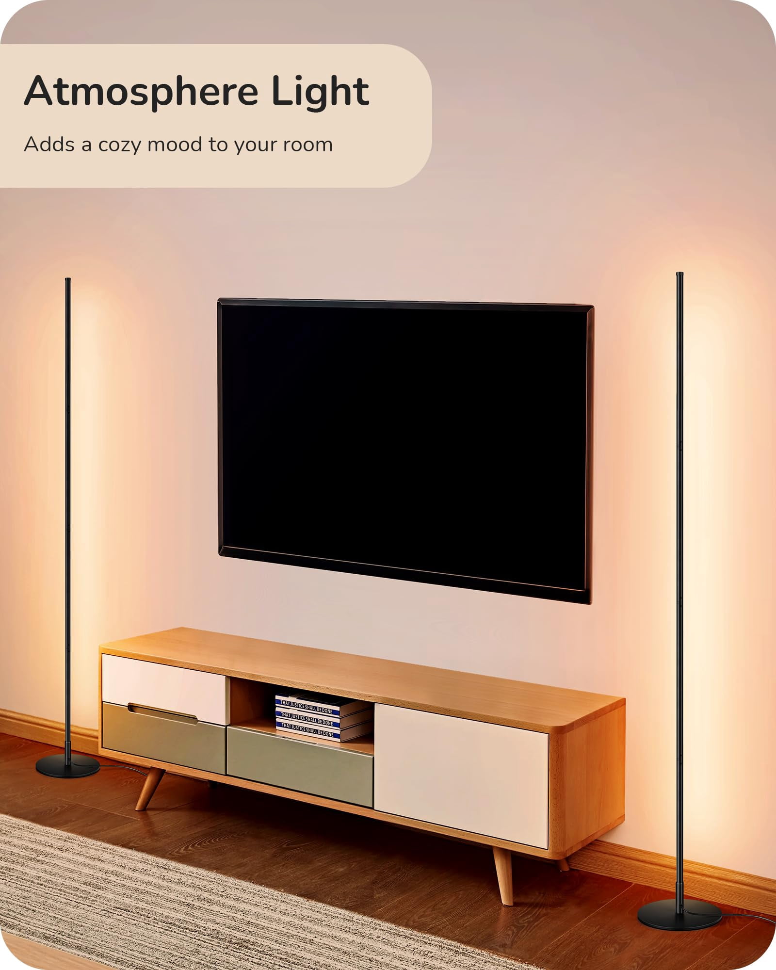 Led Corner Floor Lamp  57.5" Minimalist Dimmable Sleek Light Adjustable Height Standing Tall Lamps For Living Room Bedroom Office 3000k Warm White Black