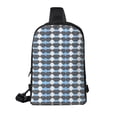 thumbnail image 3 of Chest Bag Dual Pocket 11.8×7.7×2.4in Waterproof Double-Pocket Large Capacity With No Inner Pouch Pockets And Double Drawstrings Lightsteelblue Retro Houndstooth_2, 3 of 8