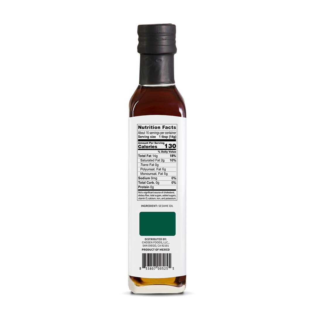 Chosen Foods Toasted Sesame Oil 8.4 fl oz., Bottle