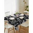 thumbnail image 2 of Black Paisley Rectangle Tablecloth, Ethnic Vintage Floral Botanical Abstract Waterproof & StainResistant Tablecloth, Washable Oil-proof Table Cover for Dining/Party/Wedding/Camping/Buffet 52x70 In, 2 of 9