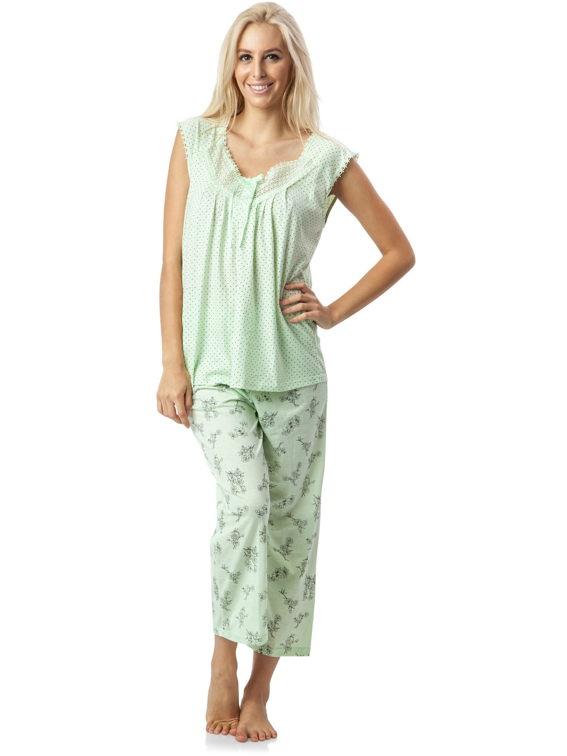 Casual Nights Casual Nights Women's Sleeveles Floral Lace Capri