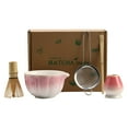 thumbnail image 2 of Matcha Whisk Set,5PCS Japanese Tea Set Includes Matcha Bowl with Spout, Bamboo Whisk with Ceramic Holder, Bamboo Scoop and Sifter, Matcha Kit for Ceremony, Gift,Pink 3,Set（5PC）, 2 of 6