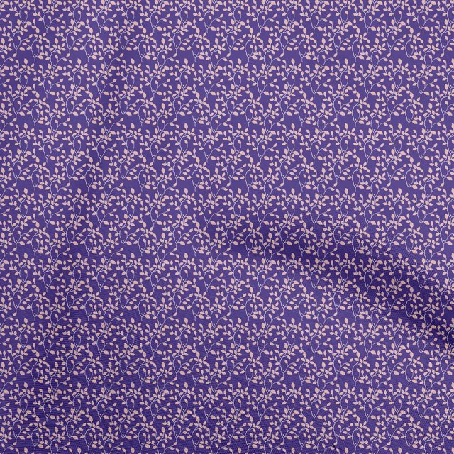 oneOone Polyester Lycra Dark Blue Fabric Leaf Craft Projects Decor Fabric Printed By The Yard 56 Inch Wide