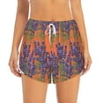 thumbnail image 2 of Goofa Lavender Flowers Printed Women 2 in 1 Running Shorts,Quick Dry Athletic Workout Shorts,High Waisted Athletic Shorts with Liner Pockets-Large, 2 of 9