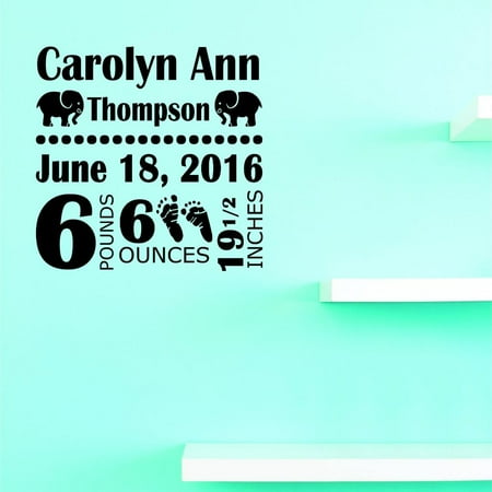 - Custom Decals Baby Announcements Wall Art Size: 18 X 18 Inches Color: Black