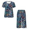 thumbnail image 5 of DISNIMO Floral Printed Women's Short Sleeve Pajama Sets Comfy 2 Piece Pjs Set Short Sleeve Tops and Capri Pant Sleepwear with Pockets, 2XL, 5 of 7